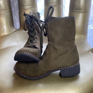 Green & gold combat boots